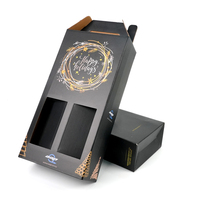 Caja de Cartón Corrugado Personalizada para Vino, Paquete de 2/3/6 Botellas, Caja de Embalaje para Jugos, Bebidas y Café con Asa