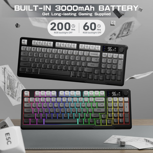 Teclado Mecánico Inalámbrico para Juegos Free Wolf M96 <span class=keywords><strong>de</strong></span> 94 Teclas, Retroiluminación RGB, Perilla Multimedia, Pantalla LCD, Modo Dual BT/2.4Ghz para Escritorio - Product Image 6
