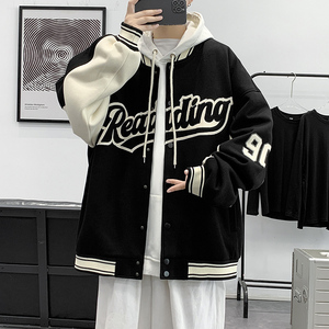 Blouson bomber ample personnalisé avec logo de marque de mode, uniforme de baseball, broderie streetwear pour homme, manteau décontracté coupe-vent 2025 - Product Image 1
