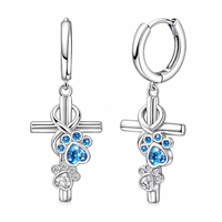 Boucles d'oreilles SPJ les plus vendues en argent sterling S925, motif patte de croix, cœur en zircon cubique, bijoux délicats pour amoureuses des animaux, vente en gros pour femmes