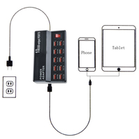 Cargador USB Universal de Escritorio de 10 Puertos Resistente al Fuego, Adaptador de Corriente Multipuerto de 50W para Teléfono Móvil, Tableta y Auriculares
