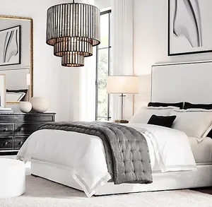豪华设计可调卧室家具板条软垫酒店实木床