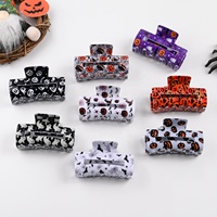 Venta al por mayor de fábrica: Pinza para el pelo con diseño de murciélago y calabaza para fiesta de Halloween, con logotipo personalizado, para peinados de mujer, accesorio para el cabello.