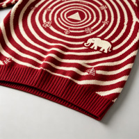Pull en tricot rétro pour homme, motif spirale rayé jacquard, motif géométrique d'éléphant, col rond, pull tendance