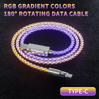 Kabel Data RGB, gradien pengisian daya Super cepat untuk Apple Micro tipe-c Data LED kabel pengisian daya UCB14