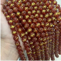 Perles en pierre naturelle rondes en agate rouge sculptée dragon, breloques en pierres précieuses pour la fabrication de bijoux, bracelets, colliers, boucles d'oreilles, pendentifs