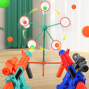 Jouets de tir pour garçons, jouets sportifs pour enfants avec cible de tir mobile, 2 pistolets à air comprimé, 24 balles en mousse, cadeaux, jeu en plein air - Product Image 1