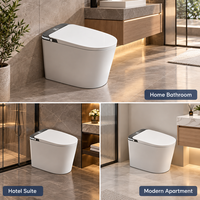 WC intelligent monobloc avec bidet intégré, ouverture automatique du couvercle, chasse d'eau par capteur au pied, siège chauffant, séchoir à air chaud et télécommande