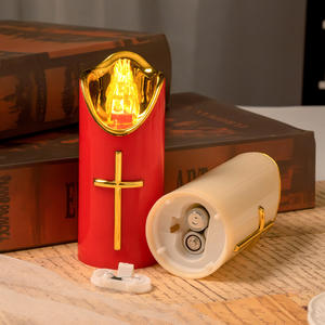 Lampe de cimetière d'extérieur Halloween Église Prière Bougies <span class=keywords><strong>LED</strong></span> en plastique Bougies électroniques sans fumée à piles - Product Image 5