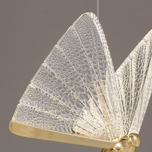 Lampade a Sospensione LED in Acrilico, <span class=keywords><strong>Lampadario</strong></span> a Farfalla Trasparente Dorato per Scale e Soffitti - Product Image 5