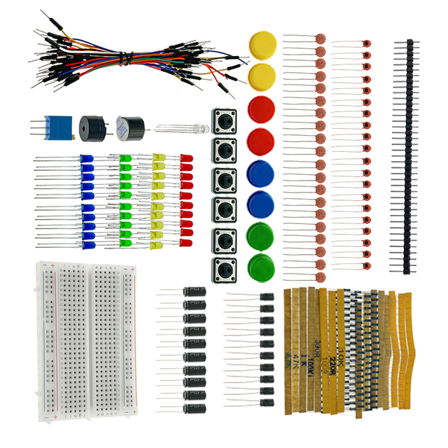 Universal Electronic Components Kit 650 Pieces Includes Resistors LEDs Capacitors for Prototyping and Testing