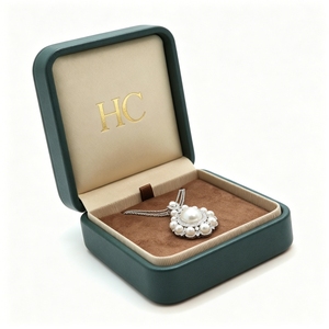 Boîte à collier classique de luxe en cuir PU à charnière, présentoir à bijoux avec insert en velours, logo personnalisé pour marques de boutiques, commande en gros - Product Image 3