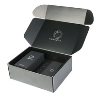 Ensemble de Boîte d'Emballage de Parfum Noir Personnalisé Argent Chaud Estampage Laminage Mat Tube de Papier Blanc Éponge d'Expédition Stratification Brillante