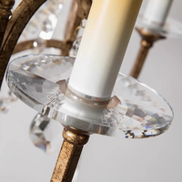 Lustre suspendu en fer forgé et cristal à LED, style européen moderne, hauteur réglable, pour salon duplex, villa, hall d'entrée