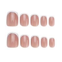 24 Uñas Postizas Francesas Blancas con Punta Rosa, Reutilizables, Diseño de Lazo, Lindas Uñas Artificiales para Mujer, Venta al Por Mayor