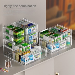 กล่องเก็บยาหลายชั้นแบบโปร่งใสมองเห็นได้ความจุขนาดใหญ่กล่องเก็บของกันฝุ่นสำหรับครอบครัวแบบลิ้นชัก - Product Image 3