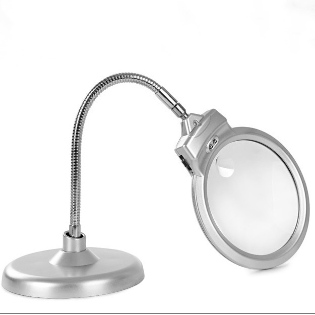 High Power Desktop Glass Magnifier with LED Lights High Magnification Electronic Magnifier