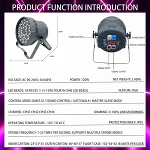BaiQi Projecteur <span class=keywords><strong>LED</strong></span> PAR 4-en-1 120W 18 pièces, large plage de tension, DMX512/Contrôle sonore, RGB, IP20 pour mariages en intérieur, discothèques, bars et clubs - Product Image 4