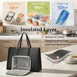 Sac à main pour ordinateur portable <span class=keywords><strong>Matein</strong></span> avec compartiment isotherme pour le déjeuner, 15,6 pouces, en cuir PU, sacoche pour ordinateur, sac de travail pour le bureau - Product Image 2
