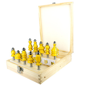 Carbide Tipped Router Bits 10 Piece Set 1/4 In Shank Straight For Woodworking <b>Machines</b> Decorative Cutting - Product Image 1