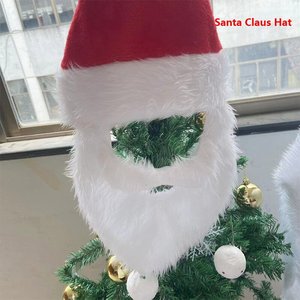 Papá Noel con barba blanca y gorro navideño, gorro de Navidad para adultos con canas, ideal para fiestas rojas de Navidad. - Product Image 5