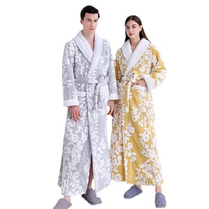 Nuova Collezione Autunno Inverno: <span class=keywords><strong>Accappatoio</strong></span> Lungo Imbottito da <span class=keywords><strong>Uomo</strong></span> in Velluto Jacquard Doppio Strato, <span class=keywords><strong>Grigio</strong></span> Argento, Lussuoso e Caldo - Product Image 5