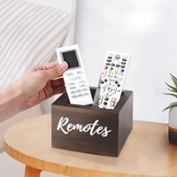 Boîte de rangement carrée en bois pour télécommandes, organiseur de bureau pour télécommandes, stylos, maison, salon, table