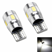 Ampoules LED T10 W5W intérieures, blanc xénon, bleu, jaune, CANBUS, 6SMD 5630, lentille projecteur, aluminium massif, feux de position latéraux, feux de stationnement