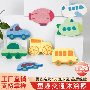 Cartoon Car Bath Sponge Yellow Vehicle Shape Exfoliating Sponge For Kids Bath Time - Product Image 2