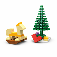 Set de Bloques de Construcción de Caballo Balancín Navideño Personalizado, Juguete de Construcción STEM, Ladrillos DIY OEM, Kit de Modelo de Árbol de Navidad para Niños