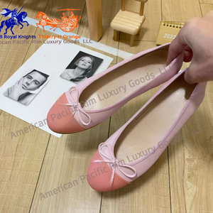 Ballerines en cuir de vachette léger de haute qualité CC pour femmes, à enfiler, bout fermé, tendance, avec nœud décoratif - Product Image 5