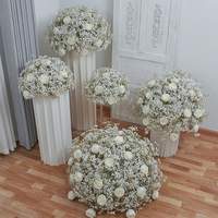 Boule florale de rose souffle de bébé artificielle fausse fleur d'ivoire pour les arrangements de scène de mariage décor de salle d'exposition de table
