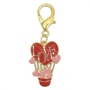 Llavero de Metal de Aleación de Zinc con Diseño de Dibujos Animados para Año Nuevo, Regalo de San Valentín con Rosa de Amor y Globo Aerostático - Product Image 1