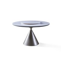 Table à manger ronde de luxe en marbre blanc poli sur mesure pour cuisine moderne, villa, hôtel, appartement