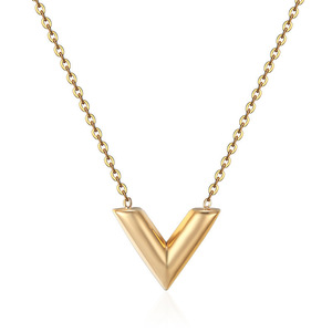 Conjuntos de Joias Finas de Aço Inoxidável Banhados a Ouro <span class=keywords><strong>18K</strong></span>, À Prova d'Água, com Colar Pingente em V, Pulseira e Brincos para Mulheres - Product Image 6