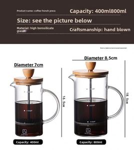 Luxury Design 400ml 800ml Manual Glass <b>Coffee</b> Brewer French Press <b>Coffee</b> Maker With Bamboo Lid and 304 SS <b>Filter</b> for Office Home - Product Image 5