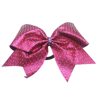 Grand nœud en ruban gros-grain pailleté de 7 pouces pour filles, accessoires pour cheveux de cheerleading avec élastique noir