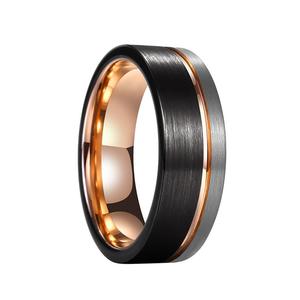 ที่ดีที่สุดขายอินเทรนด์สีดำและSilverทังสเตนคาร์ไบด์แหวนRose Goldภายใน - Product Image 5