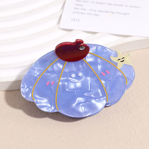 Pince à cheveux coréenne mignonne en forme de citrouille, accessoires pour cheveux en acétate de dessin animé pour filles, pince requin à diamants pour femmes - Product Image 3