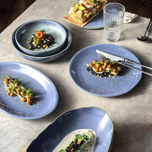 تصميم جديد غسالة أطباق زرقاء عالية الجودة خزف لامع & طقم أطباق لتناول الطعام العصري واستخدام الفندق - Product Image 3