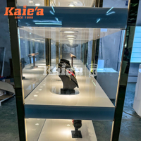 Vitrine à bijoux en verre avec cadre doré luxueux, éclairage LED, présentoir intelligent pour lunettes, adapté aux boutiques et centres commerciaux