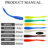 50 pcs 0.4g/4.5cm ver de terre simulation de silice gel mouche grub doux appâts senko worms silicone leurres de pêche en vrac pas cher