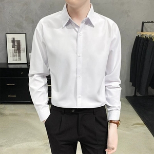 Camicia da lavoro <span class=keywords><strong>slim</strong></span> <span class=keywords><strong>fit</strong></span> antipiega e antistatica da <span class=keywords><strong>uomo</strong></span> per primavera e autunno, ideale per l'<span class=keywords><strong>abbigliamento</strong></span> maschile transfrontaliero - Product Image 4