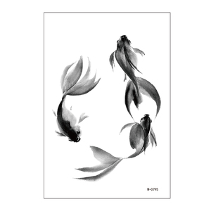 Adesivo del tatuaggio del fiore dell'uccello dell'inchiostro cinese impermeabile decorazione artistica dell'iride di bambù - Product Image 5