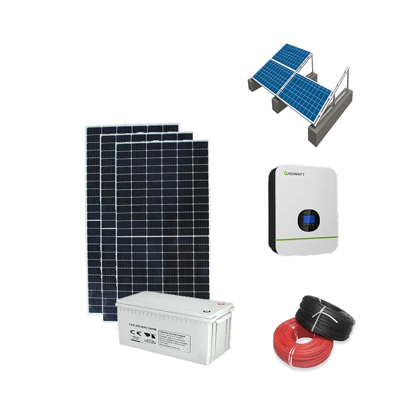 One-Stop 3KW 5KW 10KW 20KW Hybrid Off-Grid Solar Volledige Systeem Compleet Systeem Inverter Batterij Hele Kits voor Thuis Dak