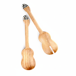 Serveurs à salade en bois de mangue styliste à la mode avec plateau rond serveurs assortis produits écologiques 2024 outils de cuisine - Product Image 1