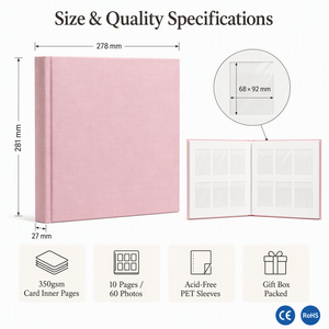 <span class=keywords><strong>Album</strong></span> <span class=keywords><strong>photo</strong></span> de mariage élégant personnalisé en lin, couverture rigide, papier cartonné 350 g/m², coins arrondis, cadeau pour la mariée, souvenir de studio - Product Image 2