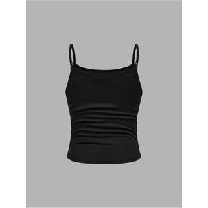 Camisolas de tirantes finos fruncidas personalizadas para mujer, ajustadas, transpirables, de punto, paquete de 3 - Product Image 4