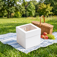 Boîte à gâteau blanche personnalisée de 8, 10 ou 12 pouces avec fenêtre transparente, emballage élégant pour boulangerie pour événements spéciaux