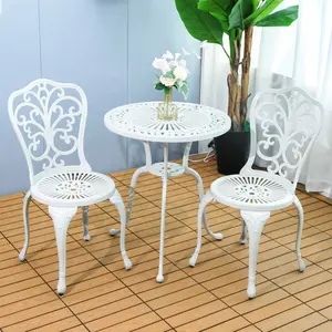 Großhandel niedriger Preis Outdoor-Patio-Möbel-Set Balkon Garten Bistro Metall Aluminium 3-teiliges Set kleine Tische und Stühle